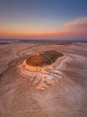 Spectacular and original Bokty mountain in Mangystan, Kazkhstan taken by a drone.