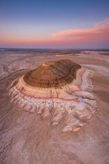Spectacular and original Bokty mountain in Mangystan, Kazkhstan taken by a drone.