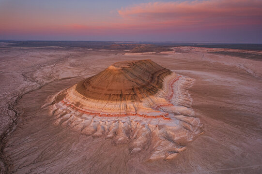 Spectacular and original Bokty mountain in Mangystan, Kazkhstan taken by a drone.