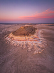 Spectacular and original Bokty mountain in Mangystan, Kazkhstan taken by a drone.