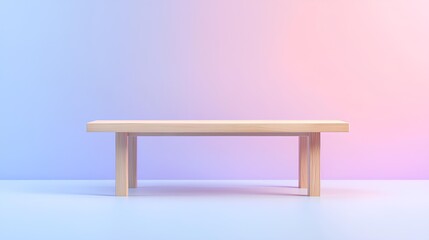 Minimalist Table Design: A simple, elegant wooden table stands centered against a soft gradient background, showcasing clean lines and understated beauty. 