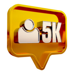 3D Notification Icon social media gold and silver 5k