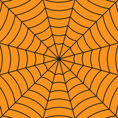 Spider web background in linear silhouette form. Line art for Halloween. Vector illustration.