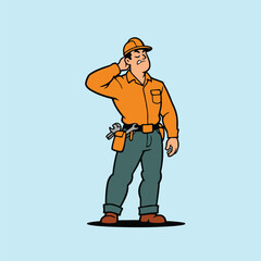 Obraz premium Construction worker looking up vector