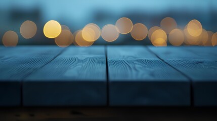 Wooden Surface with Bokeh Lights: Captivating depth of field, a close-up shot of a rustic wooden surface, with an ethereal bokeh backdrop of soft, golden lights adding a touch of magic and warmth.