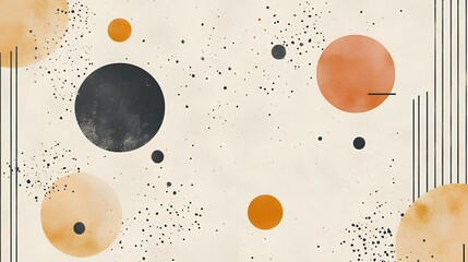 Abstract Celestial Harmony: An artistic rendering of a serene, celestial scene, featuring a constellation of floating, painterly orbs in an abstract arrangement.