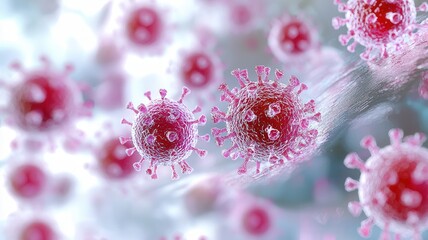 Coronavirus cells are spreading and attacking human body, causing respiratory illness and global pandemic