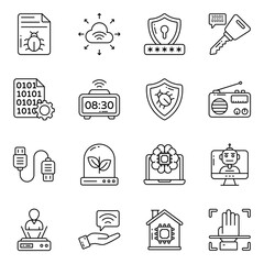 Set of Data and Network Linear Icons 

