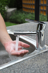 Wash your hands to clean germs.