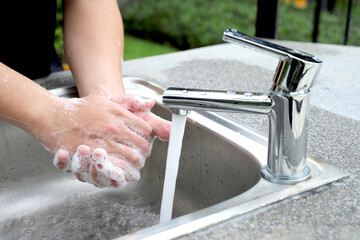 Wash your hands to clean germs.