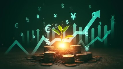 Growth with Finance, Plant, and Coins. (1) - Powered by Adobe
