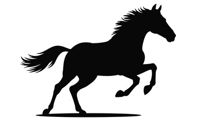  Galloping Horse Silhouette with Flowing Mane and Raised Legs — Dynamic Symbol of Speed, Motion, and Powerful Freedom in Minimalist Style