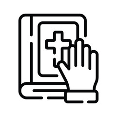 A trendy linear icon of courtroom oath gesture