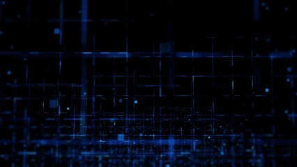Abstract Blue Digital Grid with Geometric Patterns and Technological Vibe