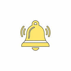 Animated Yellow Bell with Black Outline and Sound Waves Illustration.