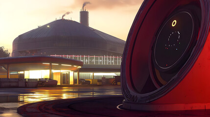 Pixelated Retro Gas Station At Sunset