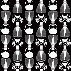 A seamless pattern made from Japanese tea utensils,