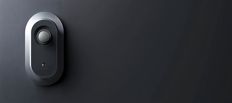 Modern smart lock system on the left, solid steel gray background, tech-focused branding