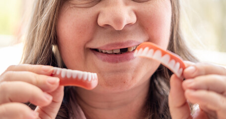Dental retainers, Positive aging photography showcasing mature woman's genuine happiness and...