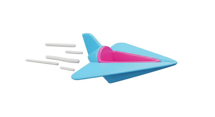 Sleek Blue and Pink Speeding Jet Airplane in Motion for Travel and Transportation