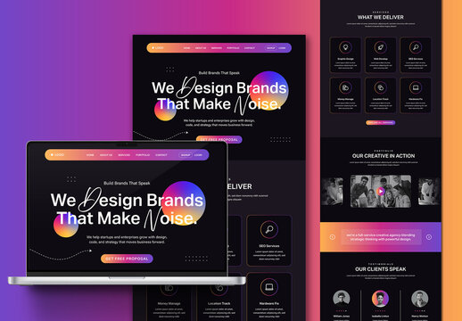 Modern Creative Agency Landing Page Web Template Design