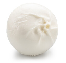 Ball of mozzarella or burrata cheese on white background. File clipping path.