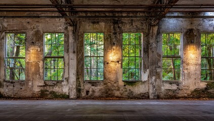 Fototapeta premium Decayed factory interior