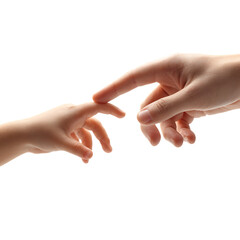 Touching Moments Adult and Child Hands Reaching isolated on transparent Background
