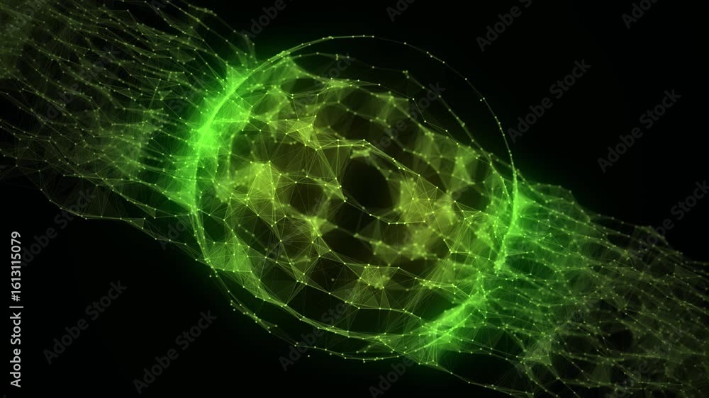 Poster green sphere consisting of points and lines. modern wireframe elements. technology grid sphere. 3d r