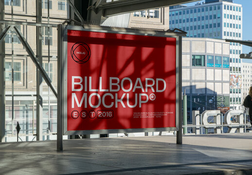 Train Station Advertising Billboard Mockup