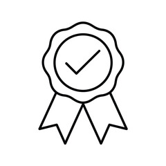 Obraz premium Approved Quality Guarantee Badge Icon with Check Mark and Ribbon