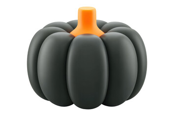 Stylish black pumpkin decoration for halloween indoor modern closeup. Isolated on transparent background, png.