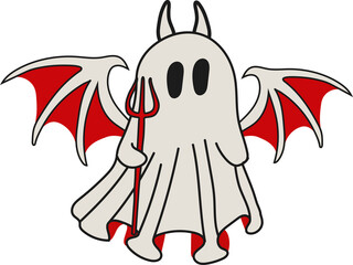Adorable Devil Ghost with Trident for Halloween