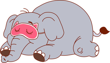 Adorable Sleeping Elephant Wearing Eye Mask in Anime Style