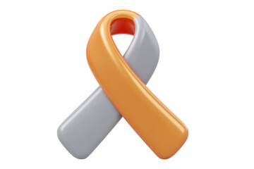 Awareness campaign symbol global ribbon icon minimalist close-up. Isolated on transparent background, png.