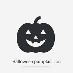 Spooky Halloween pumpkin face silhouette logo. Black icon Halloween Jack-o-Lantern pumpkin isolated on white background. Vector illustration side view