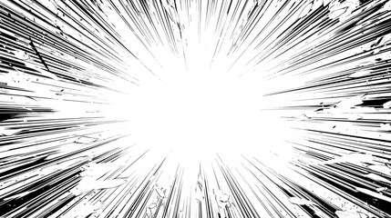 Obraz premium manga shock background radiating speed lines black and white