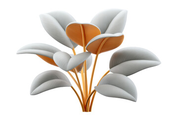 Decorative white and orange plant arrangement modern home still life. Isolated on transparent background, png.