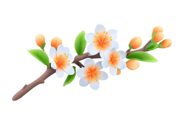 Spring blossoms in bloom nature floral illustration bright vibrant. Isolated on transparent background, png.