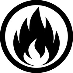 Vector icon illustration of a red flame or fire symbol with a leaf and flower design