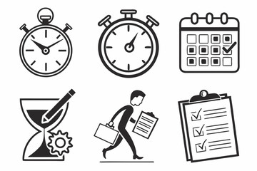 Business Time Management Icons and Symbols.