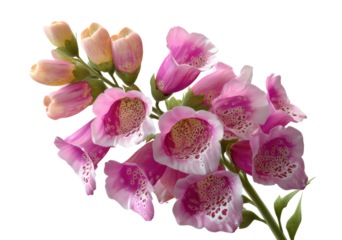 Blooming digitalis flowers nature floral arrangement isolated on transparent background, png