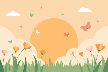 a meadow filled with butterflies and wildflowers u