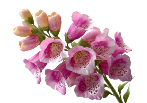 Blooming digitalis flowers nature floral arrangement isolated on transparent background, png