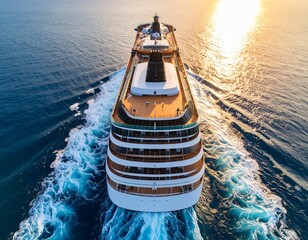  Close up of cruise ship on the sea, view from back