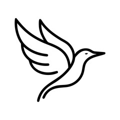 Stylized Line Art Drawing of a Hummingbird in Flight flying