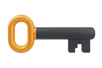 Key unlocking potential home office product image indoor close-up. Isolated on transparent background, png.