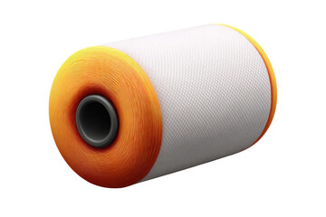 Close-up view of spinning yarn manufacturing process in factory. Isolated on transparent background, png.
