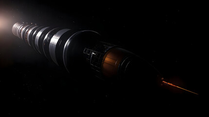 Futuristic Rocket Launch In Dark Space