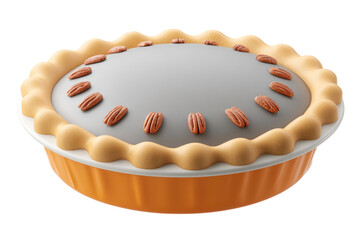 Delicious pecan pie recipe home kitchen food photography cozy close-up. Isolated on transparent background, png.